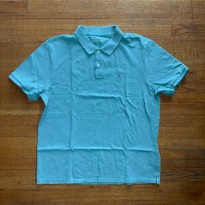 Vineyard Vines Men's Aqua Blue Short Sleeve Polo Shirt Size L Whale Logo